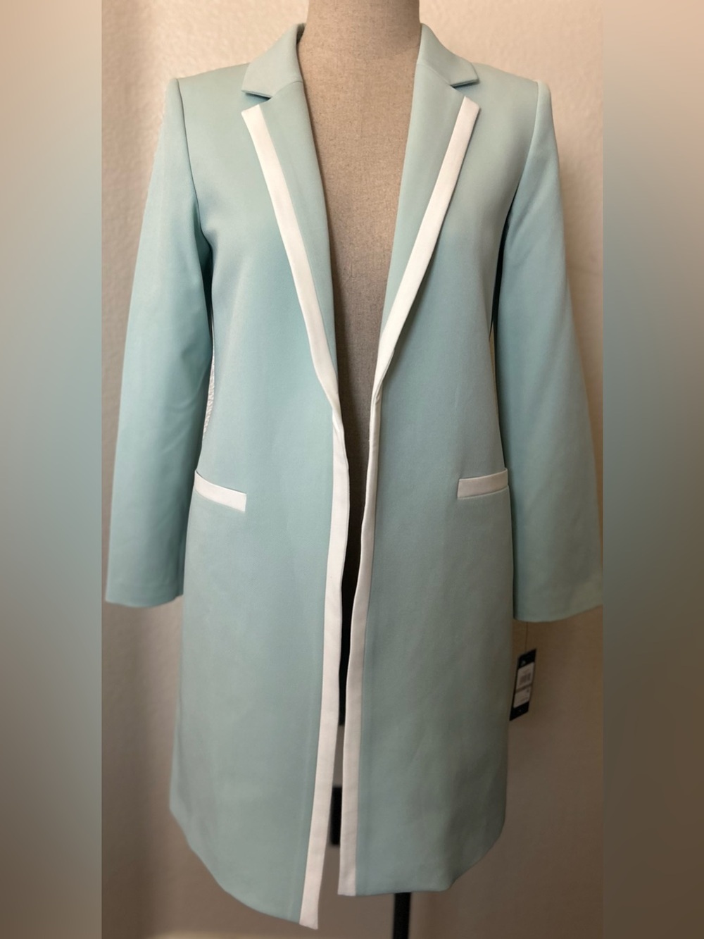 Tommy Hilfiger Blue/Mint Trench Coat with White Trim